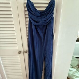 Lulu's Navy Formal Pleated Jumpsuit